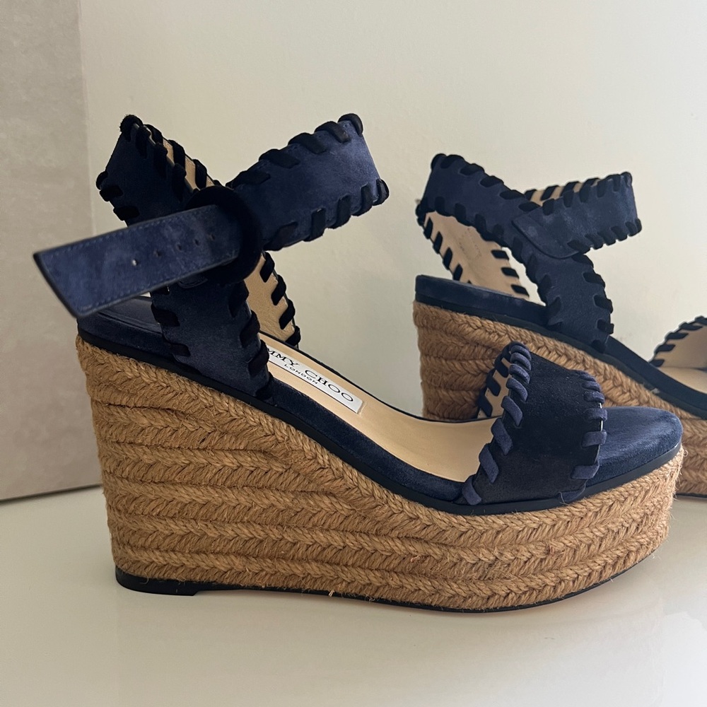 Jimmy Choo Abigail Blue Espadrille Wedge